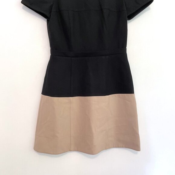 BCBGMAXAZRIA Hannah Dress Black Tan Brown Colorblock Color Block Fit Flare Mini - Picture 6 of 16